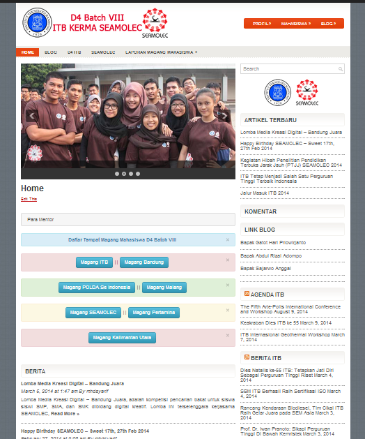 Website D4 ITB KERMA SEAMOLEC Batch VIII dengan alamat www.seab8.com 2013