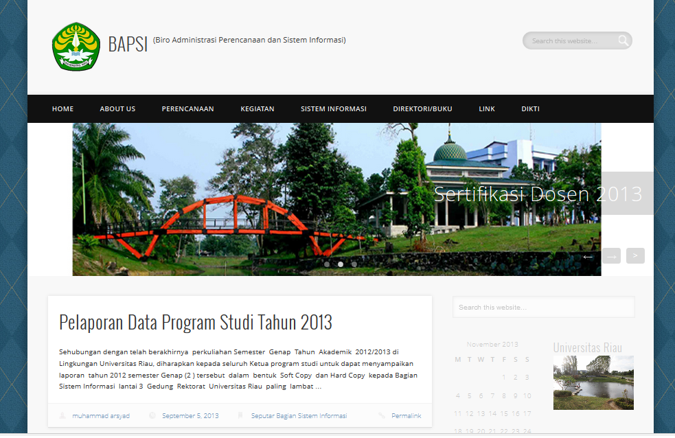 Biro Administrasi Perencanaan dan Sistem Informasi UR Website Biro Administrasi Perencanaan dan Sistem Informasi UR (http://bapsi.unri.ac.id)
